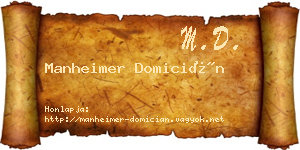 Manheimer Domicián névjegykártya